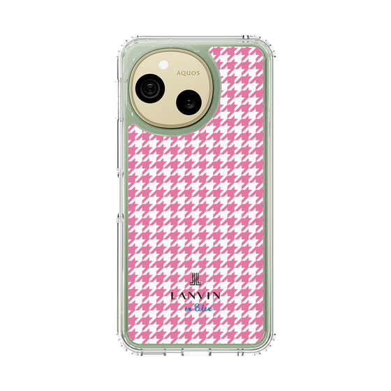 スリムプロテクションケース［ Houndstooth Pattern Pink with LANVIN en Bleu logo- ランバン 千鳥格子柄 ピンク ］