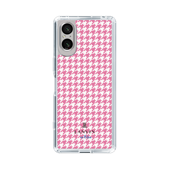 スリムプロテクションケース［ Houndstooth Pattern Pink with LANVIN en Bleu logo- ランバン 千鳥格子柄 ピンク ］