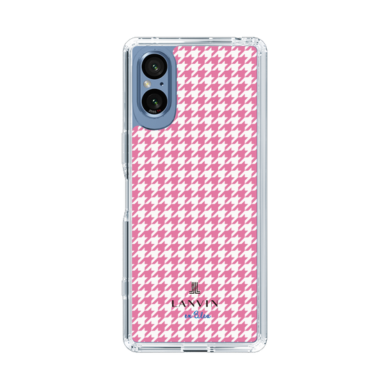 スリムプロテクションケース［ Houndstooth Pattern Pink with LANVIN en Bleu logo- ランバン 千鳥格子柄 ピンク ］