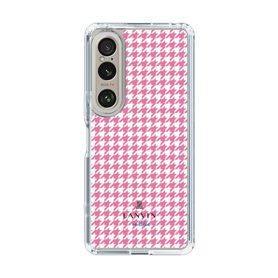 スリムプロテクションケース［ Houndstooth Pattern Pink with LANVIN en Bleu logo- ランバン 千鳥格子柄 ピンク ］