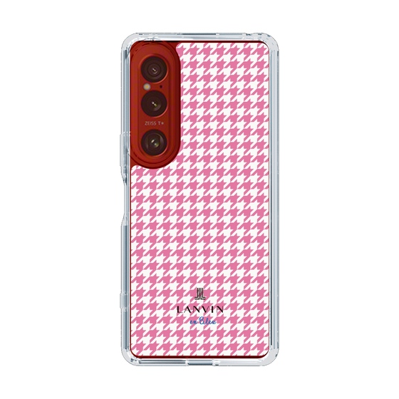 スリムプロテクションケース［ Houndstooth Pattern Pink with LANVIN en Bleu logo- ランバン 千鳥格子柄 ピンク ］