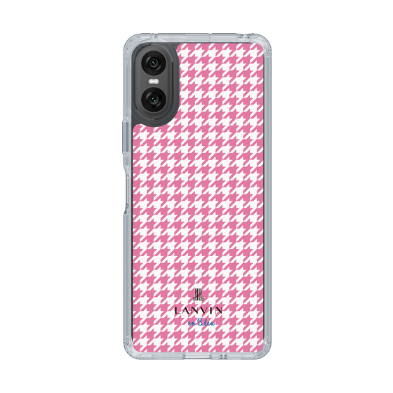 スリムプロテクションケース［ Houndstooth Pattern Pink with LANVIN en Bleu logo- ランバン 千鳥格子柄 ピンク ］