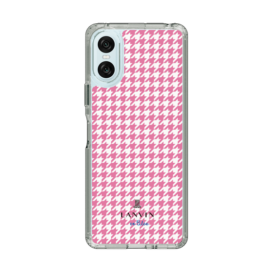 スリムプロテクションケース［ Houndstooth Pattern Pink with LANVIN en Bleu logo- ランバン 千鳥格子柄 ピンク ］