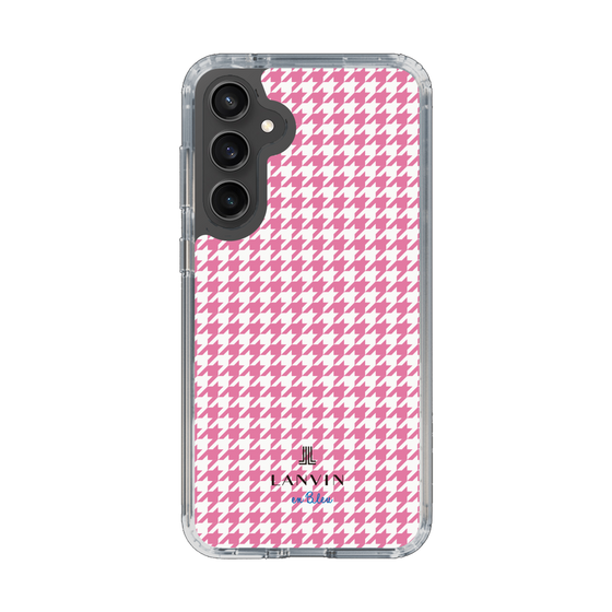 スリムプロテクションケース［ Houndstooth Pattern Pink with LANVIN en Bleu logo- ランバン 千鳥格子柄 ピンク ］