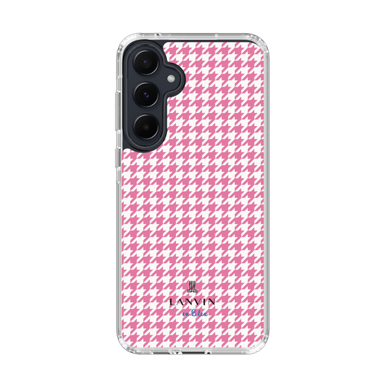 スリムプロテクションケース［ Houndstooth Pattern Pink with LANVIN en Bleu logo- ランバン 千鳥格子柄 ピンク ］