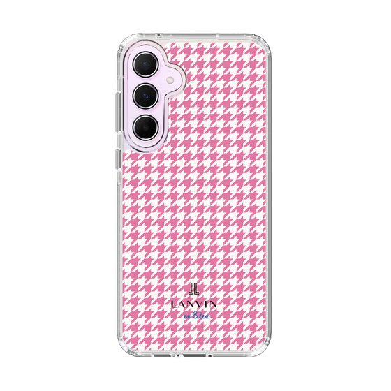 スリムプロテクションケース［ Houndstooth Pattern Pink with LANVIN en Bleu logo- ランバン 千鳥格子柄 ピンク ］