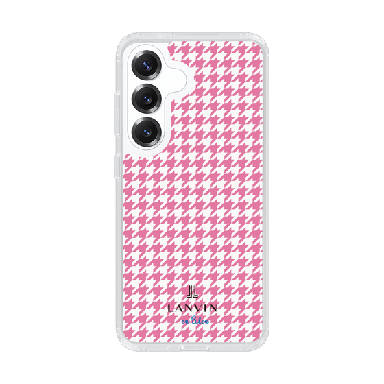 スリムプロテクションケース［ Houndstooth Pattern Pink with LANVIN en Bleu logo- ランバン 千鳥格子柄 ピンク ］