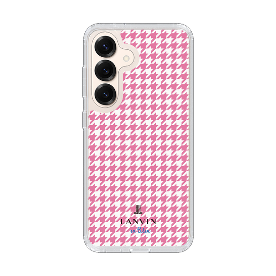 スリムプロテクションケース［ Houndstooth Pattern Pink with LANVIN en Bleu logo- ランバン 千鳥格子柄 ピンク ］