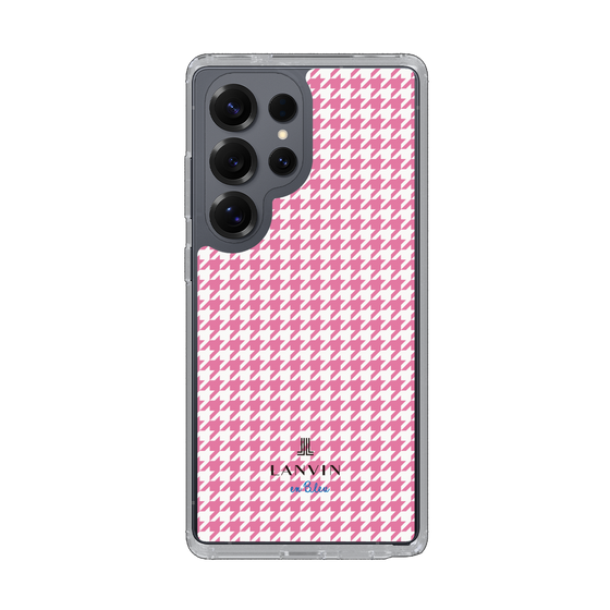 スリムプロテクションケース［ Houndstooth Pattern Pink with LANVIN en Bleu logo- ランバン 千鳥格子柄 ピンク ］