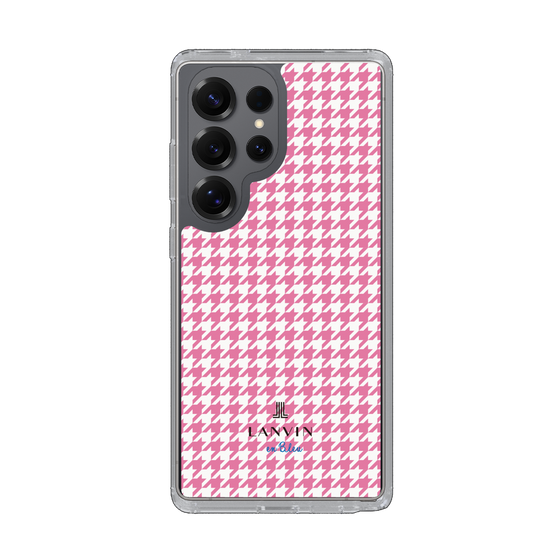 スリムプロテクションケース［ Houndstooth Pattern Pink with LANVIN en Bleu logo- ランバン 千鳥格子柄 ピンク ］