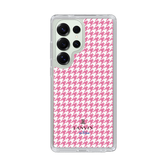 スリムプロテクションケース［ Houndstooth Pattern Pink with LANVIN en Bleu logo- ランバン 千鳥格子柄 ピンク ］