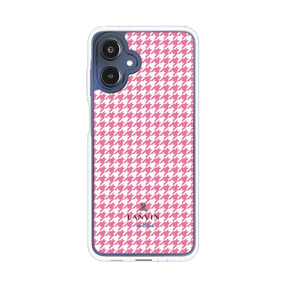 スリムプロテクションケース［ Houndstooth Pattern Pink with LANVIN en Bleu logo- ランバン 千鳥格子柄 ピンク ］