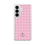 スリムプロテクションケース［ Houndstooth Pattern Pink with LANVIN en Bleu logo- ランバン 千鳥格子柄 ピンク ］