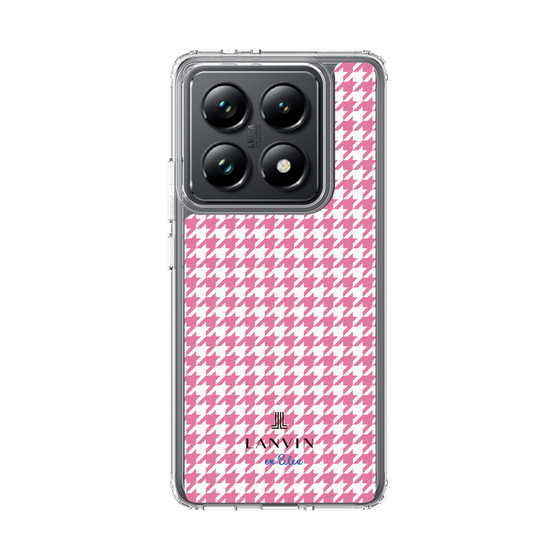スリムプロテクションケース［ Houndstooth Pattern Pink with LANVIN en Bleu logo- ランバン 千鳥格子柄 ピンク ］