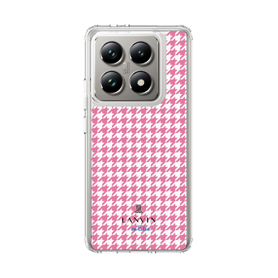 スリムプロテクションケース［ Houndstooth Pattern Pink with LANVIN en Bleu logo- ランバン 千鳥格子柄 ピンク ］