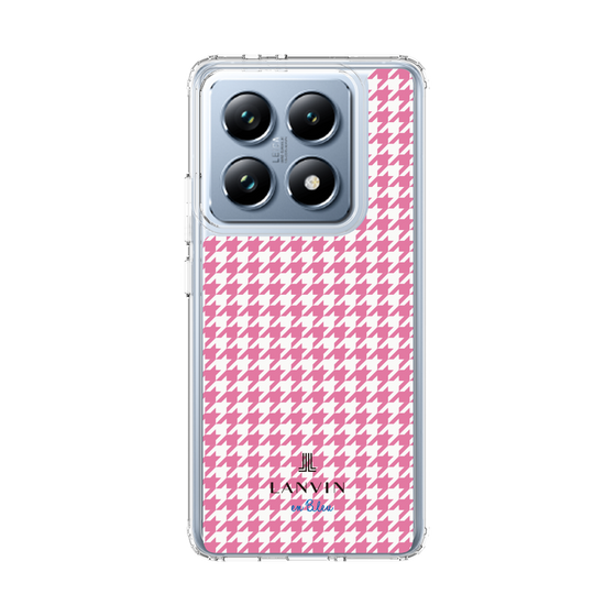 スリムプロテクションケース［ Houndstooth Pattern Pink with LANVIN en Bleu logo- ランバン 千鳥格子柄 ピンク ］