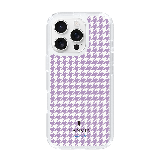 スリムプロテクションケース［ Houndstooth Pattern Purple -with LANVIN en Bleu logo ランバン 千鳥格子柄 パープル ］