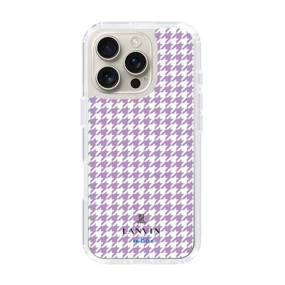 スリムプロテクションケース［ Houndstooth Pattern Purple -with LANVIN en Bleu logo ランバン 千鳥格子柄 パープル ］