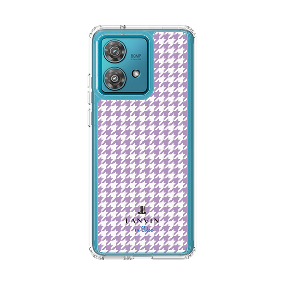 スリムプロテクションケース［ Houndstooth Pattern Purple -with LANVIN en Bleu logo ランバン 千鳥格子柄 パープル ］