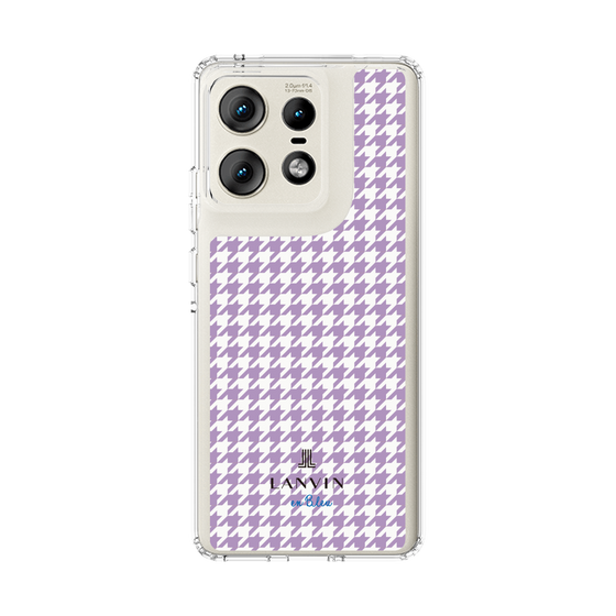 スリムプロテクションケース［ Houndstooth Pattern Purple -with LANVIN en Bleu logo ランバン 千鳥格子柄 パープル ］