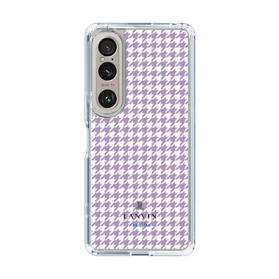 スリムプロテクションケース［ Houndstooth Pattern Purple -with LANVIN en Bleu logo ランバン 千鳥格子柄 パープル ］