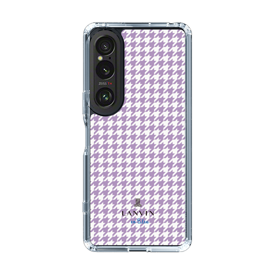 スリムプロテクションケース［ Houndstooth Pattern Purple -with LANVIN en Bleu logo ランバン 千鳥格子柄 パープル ］