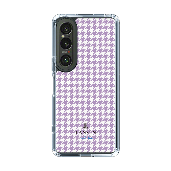 スリムプロテクションケース［ Houndstooth Pattern Purple -with LANVIN en Bleu logo ランバン 千鳥格子柄 パープル ］