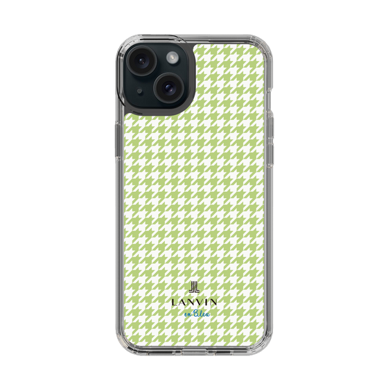 スリムプロテクションケース［ Houndstooth Pattern Green with LANVIN en Bleu logo- ランバン 千鳥格子柄 グリーン ］