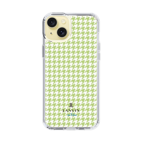 スリムプロテクションケース［ Houndstooth Pattern Green with LANVIN en Bleu logo- ランバン 千鳥格子柄 グリーン ］