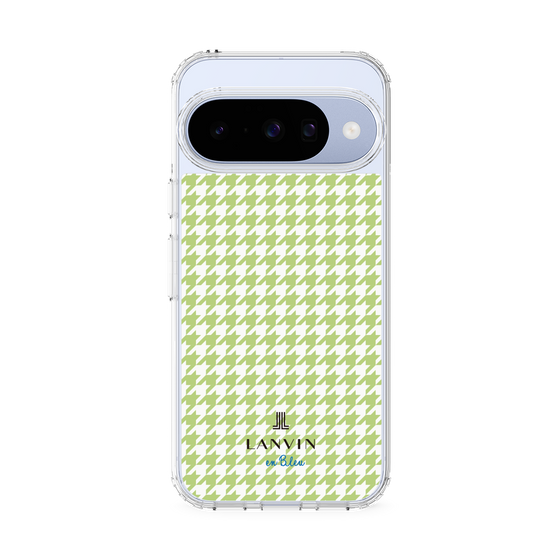 スリムプロテクションケース［ Houndstooth Pattern Green with LANVIN en Bleu logo- ランバン 千鳥格子柄 グリーン ］