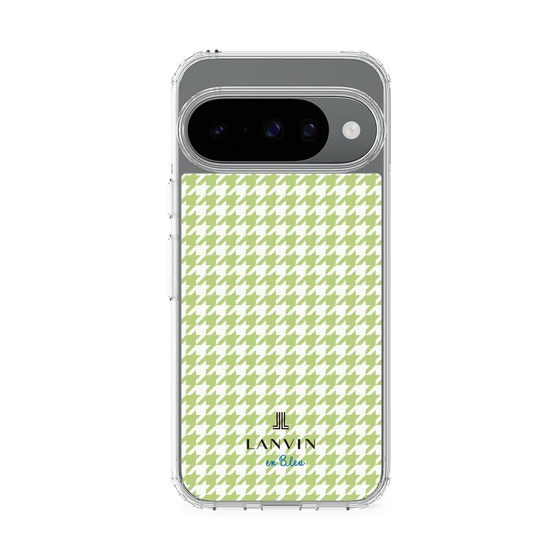 スリムプロテクションケース［ Houndstooth Pattern Green with LANVIN en Bleu logo- ランバン 千鳥格子柄 グリーン ］