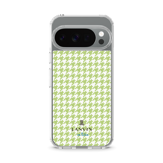 スリムプロテクションケース［ Houndstooth Pattern Green with LANVIN en Bleu logo- ランバン 千鳥格子柄 グリーン ］
