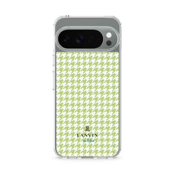 スリムプロテクションケース［ Houndstooth Pattern Green with LANVIN en Bleu logo- ランバン 千鳥格子柄 グリーン ］