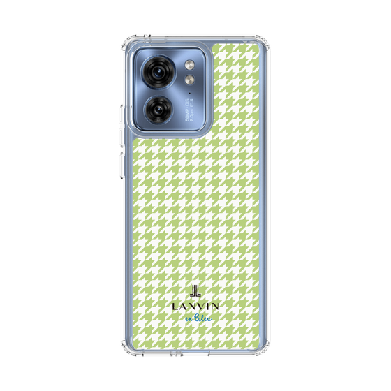 スリムプロテクションケース［ Houndstooth Pattern Green with LANVIN en Bleu logo- ランバン 千鳥格子柄 グリーン ］