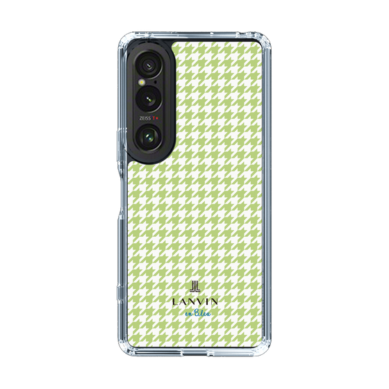 スリムプロテクションケース［ Houndstooth Pattern Green with LANVIN en Bleu logo- ランバン 千鳥格子柄 グリーン ］