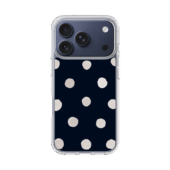 スリムプロテクションケース［ 水彩ドット・レトロカラー - Navy ］