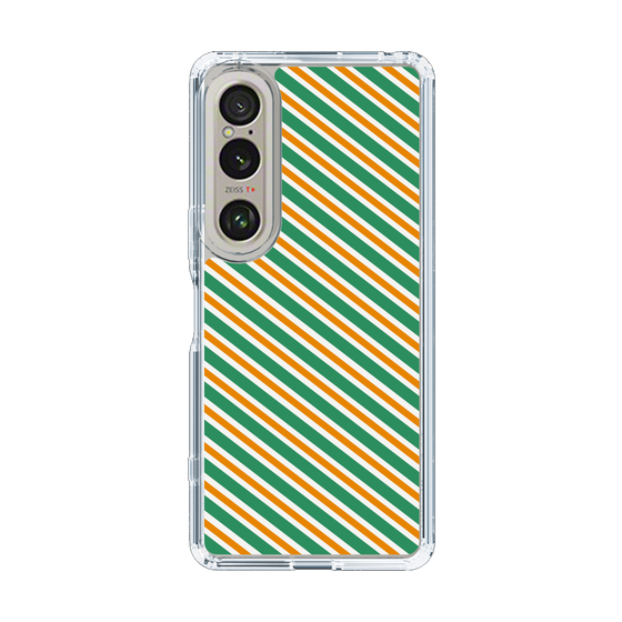 スリムプロテクションケース［ Small Stripe - Green × Orange ］