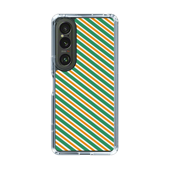 スリムプロテクションケース［ Small Stripe - Green × Orange ］