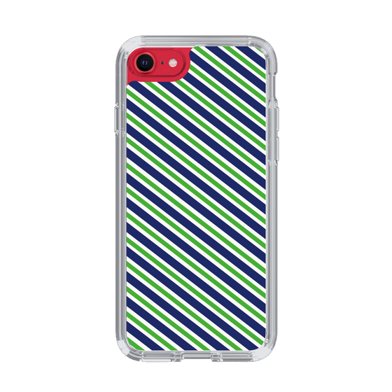 スリムプロテクションケース［ Small Stripe - Navy × Green ］