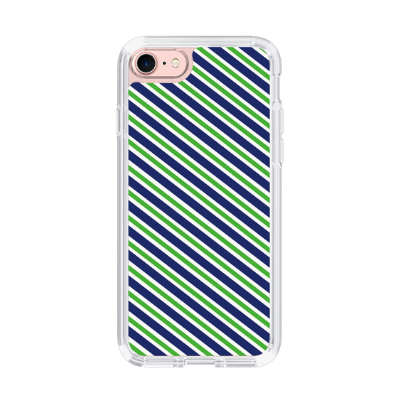 スリムプロテクションケース［ Small Stripe - Navy × Green ］