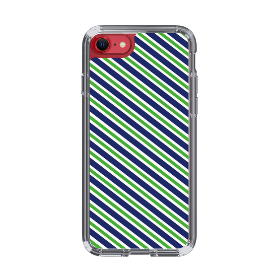 スリムプロテクションケース［ Small Stripe - Navy × Green ］