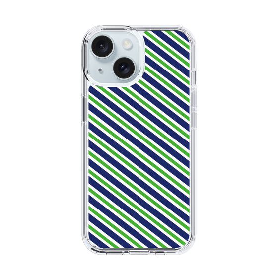 スリムプロテクションケース［ Small Stripe - Navy × Green ］