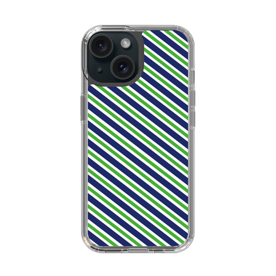 スリムプロテクションケース［ Small Stripe - Navy × Green ］