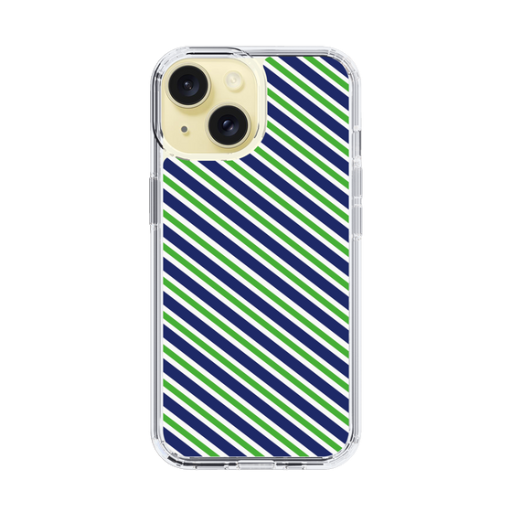 スリムプロテクションケース［ Small Stripe - Navy × Green ］