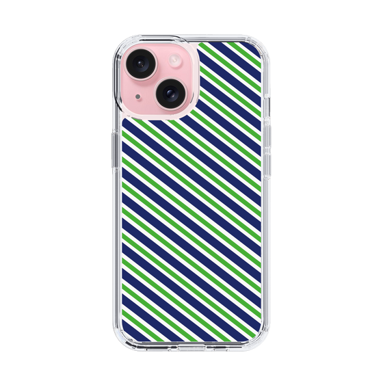 スリムプロテクションケース［ Small Stripe - Navy × Green ］