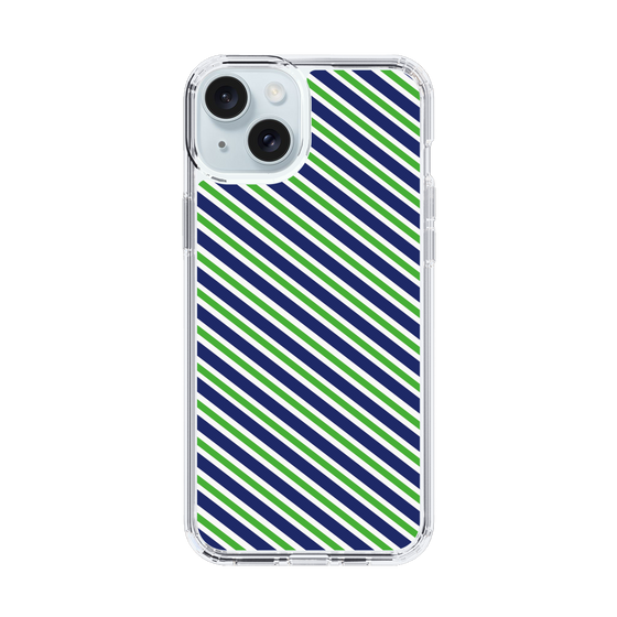 スリムプロテクションケース［ Small Stripe - Navy × Green ］