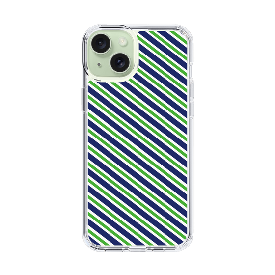 スリムプロテクションケース［ Small Stripe - Navy × Green ］