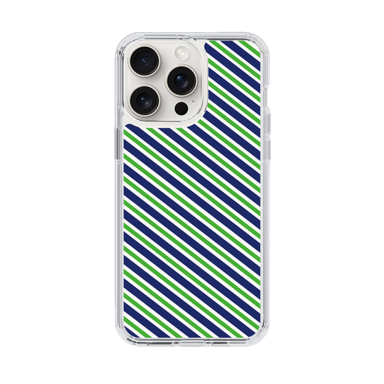 スリムプロテクションケース［ Small Stripe - Navy × Green ］