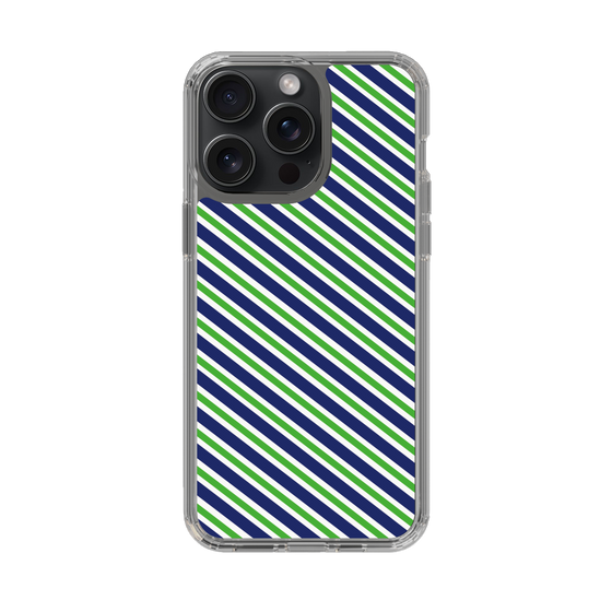 スリムプロテクションケース［ Small Stripe - Navy × Green ］