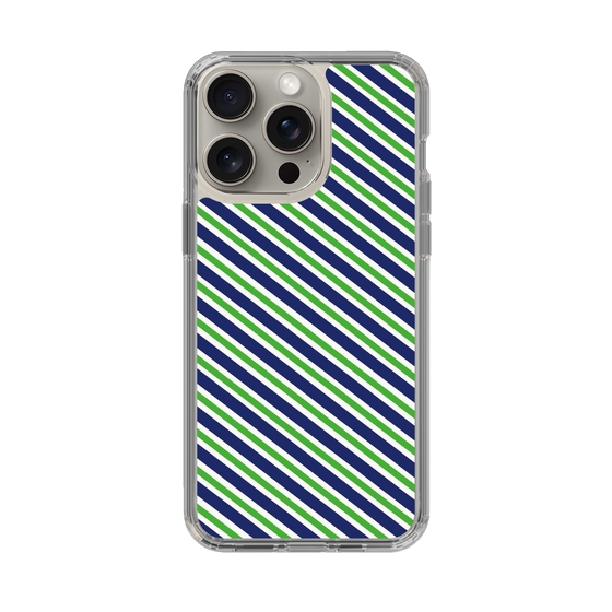 スリムプロテクションケース［ Small Stripe - Navy × Green ］